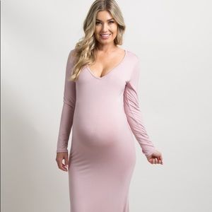 Pink Long Sleeve Photoshoot Maternity Gown/Dress